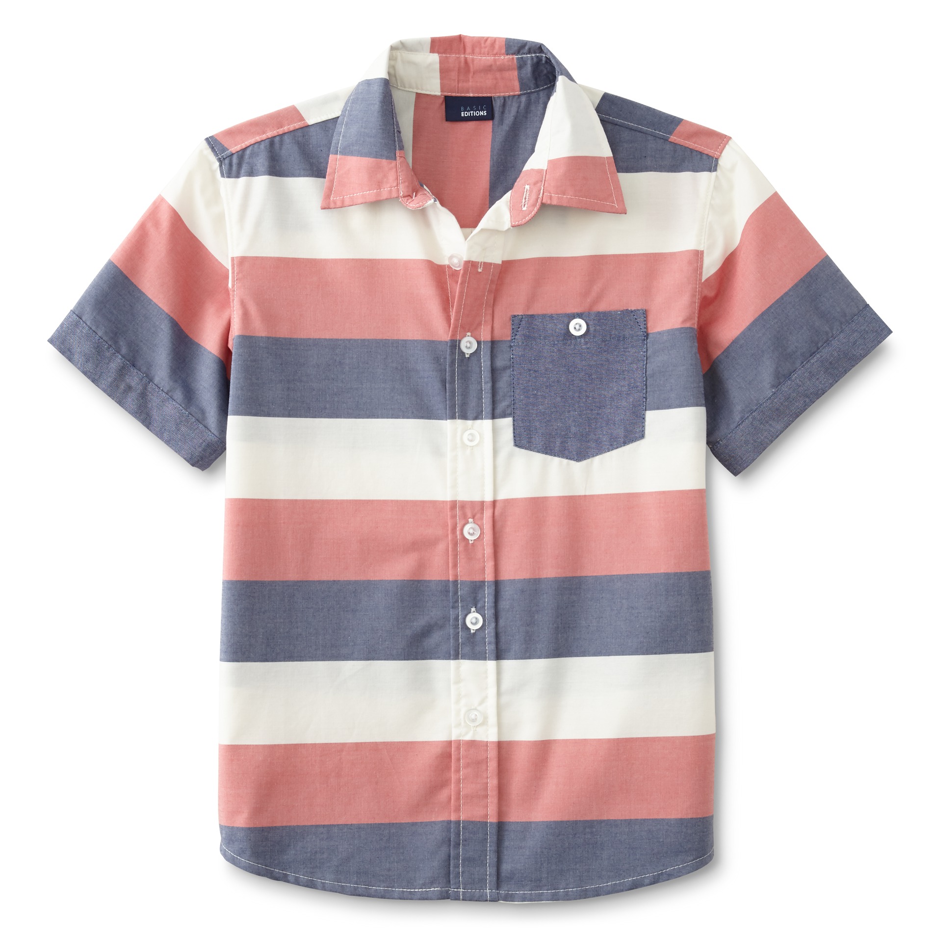 Basic Editions Boy's Button-Front Shirt - Striped