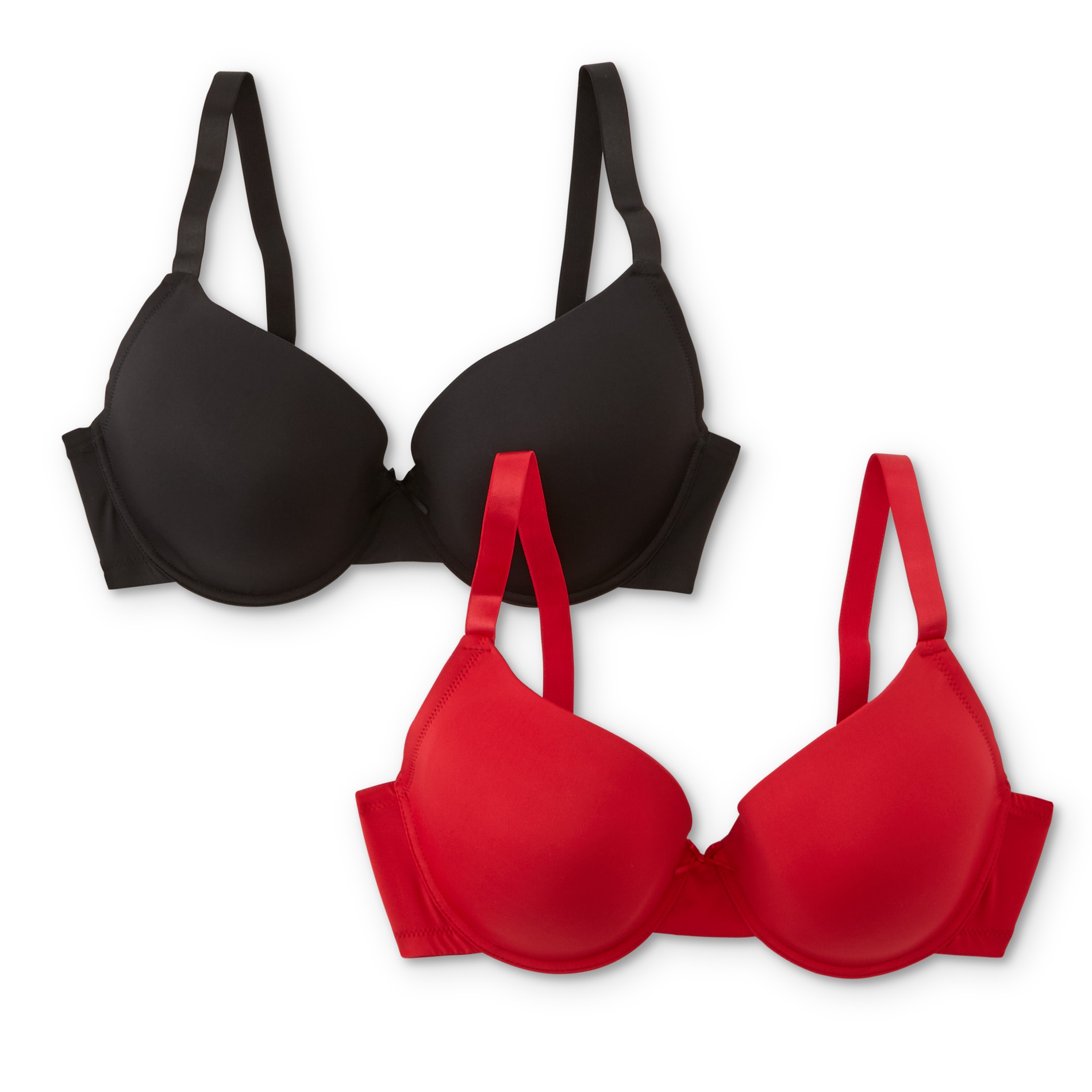 Women's Full Figure 2-Pack T-Shirt Bras, Size: 40, Red/Black Women's Full Figure 2-Pack T-Shirt Bras, Size: 40, Red/Black