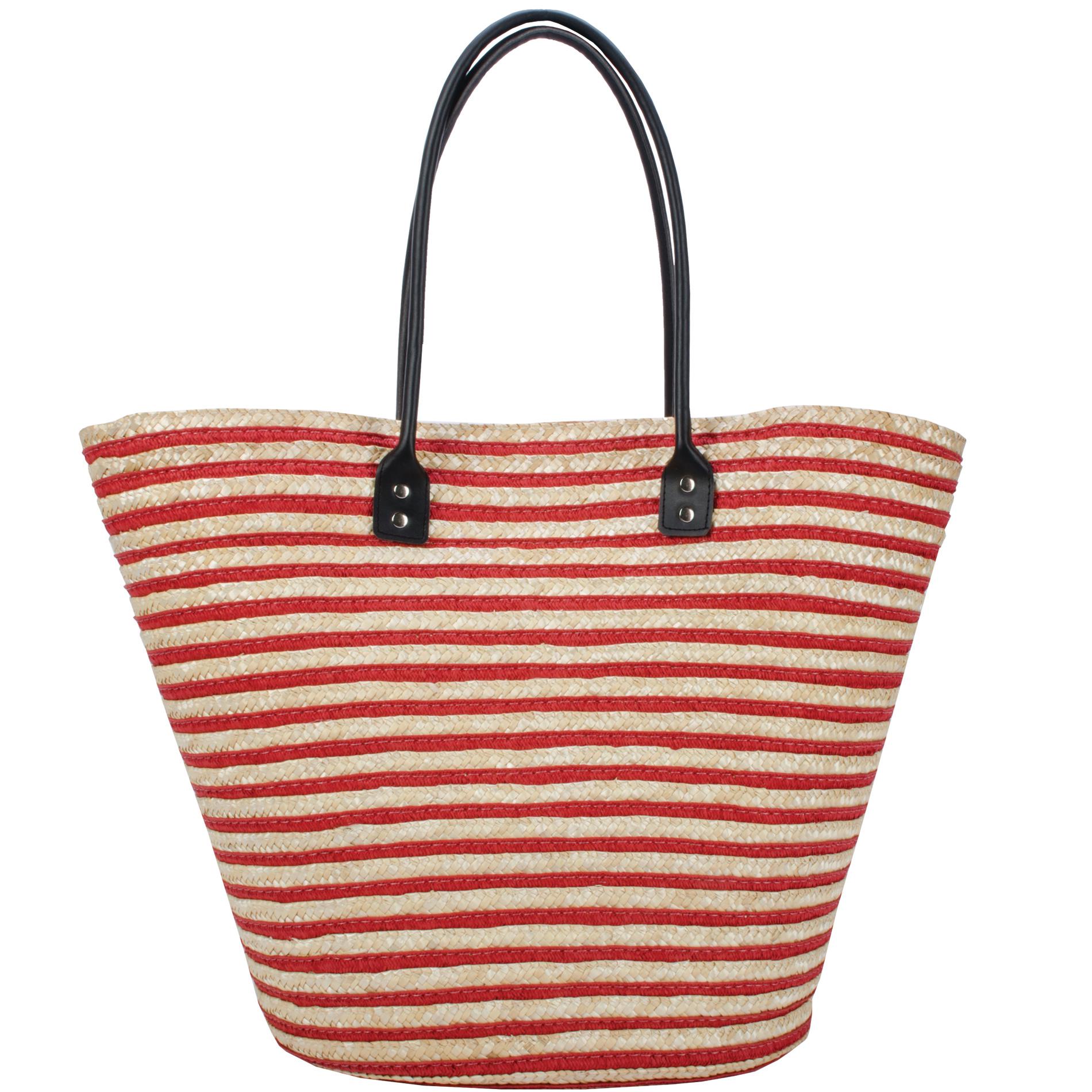 Women's Straw Tote Bag - Striped