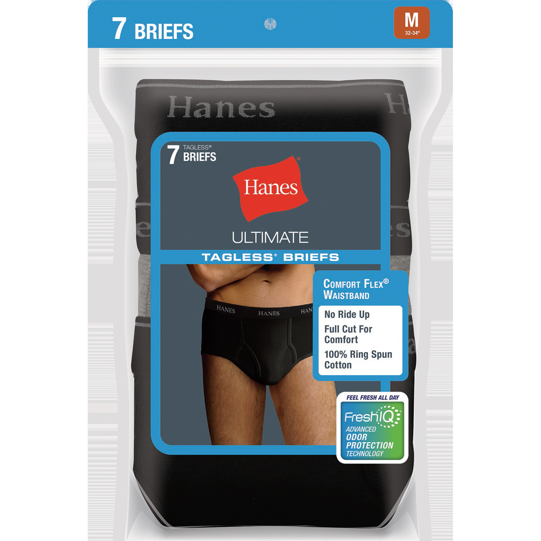 Hanes Mens Tagless Ultimate Briefs 7-Pack,Blue Assortment,X-Large 