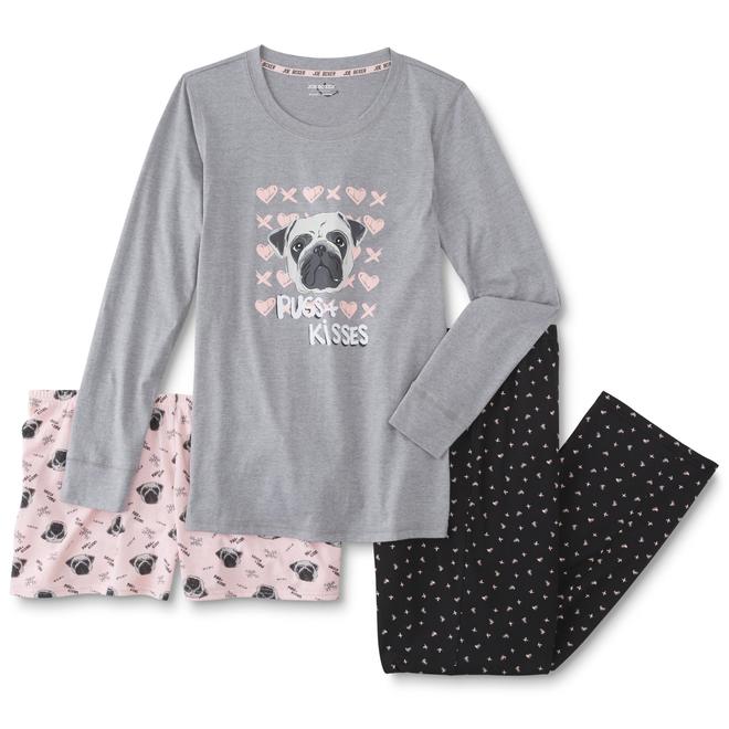 Joe Boxer Women's Plus Pajama Shirt, Pants & Shorts Pugs & Kisses