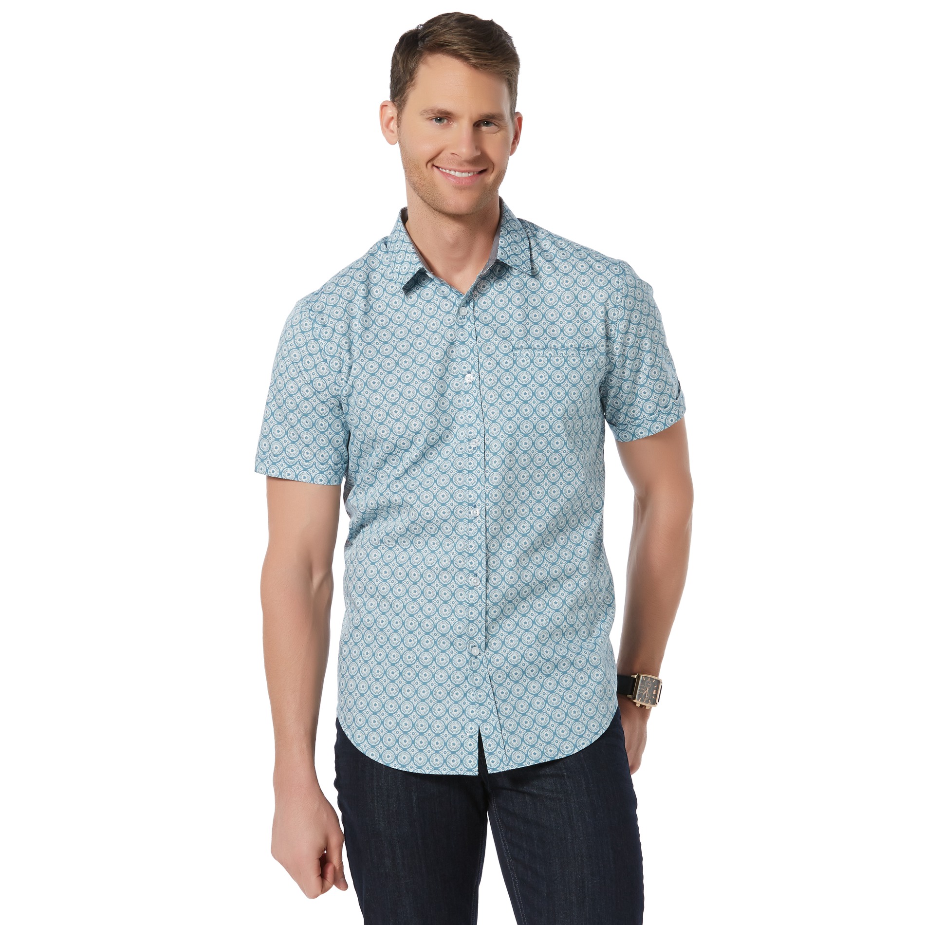 Structure Men's Short-Sleeve Shirt -  Circles & Squares