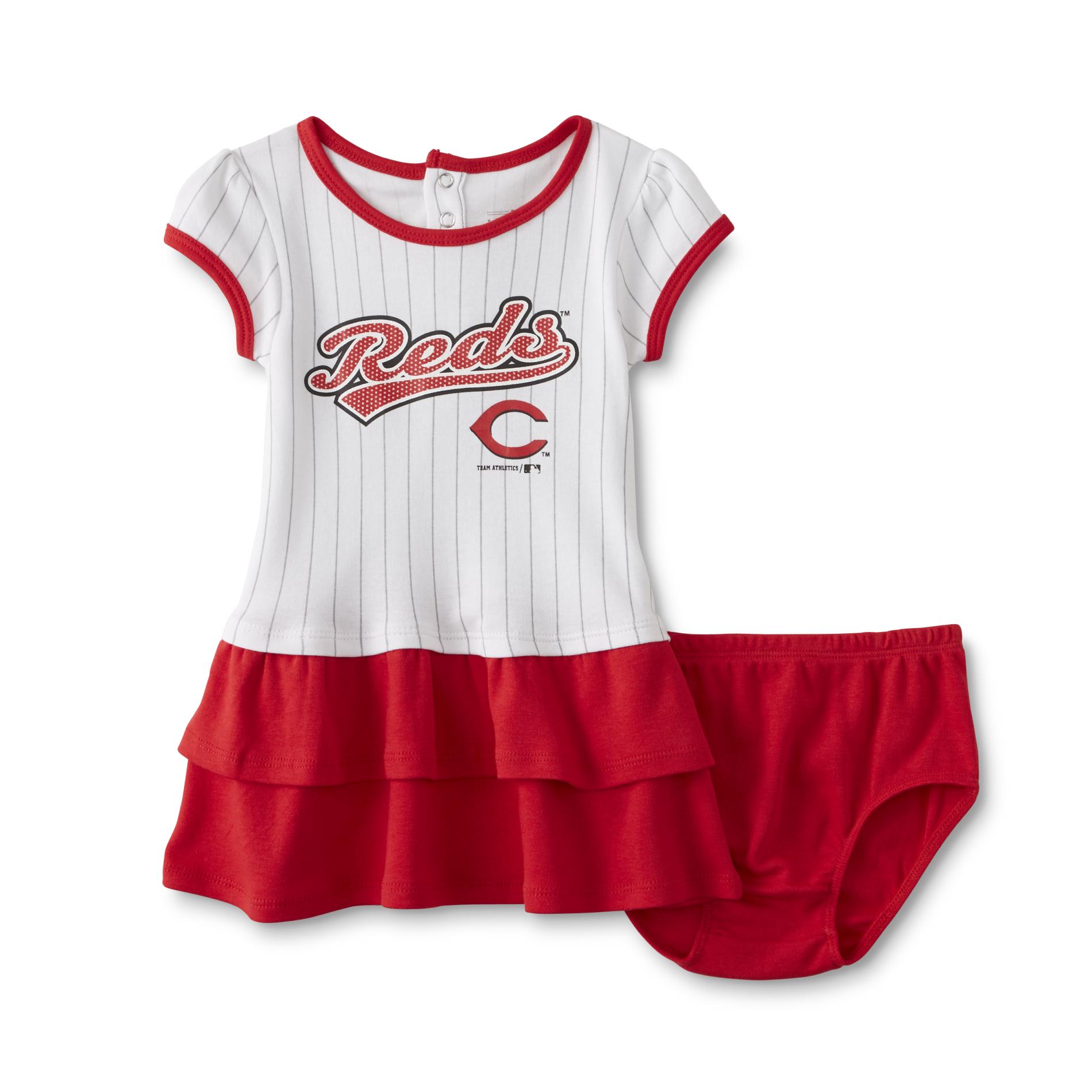 MLB Newborn & Infant Girl's Dress & Diaper Cover - Cincinnati Reds