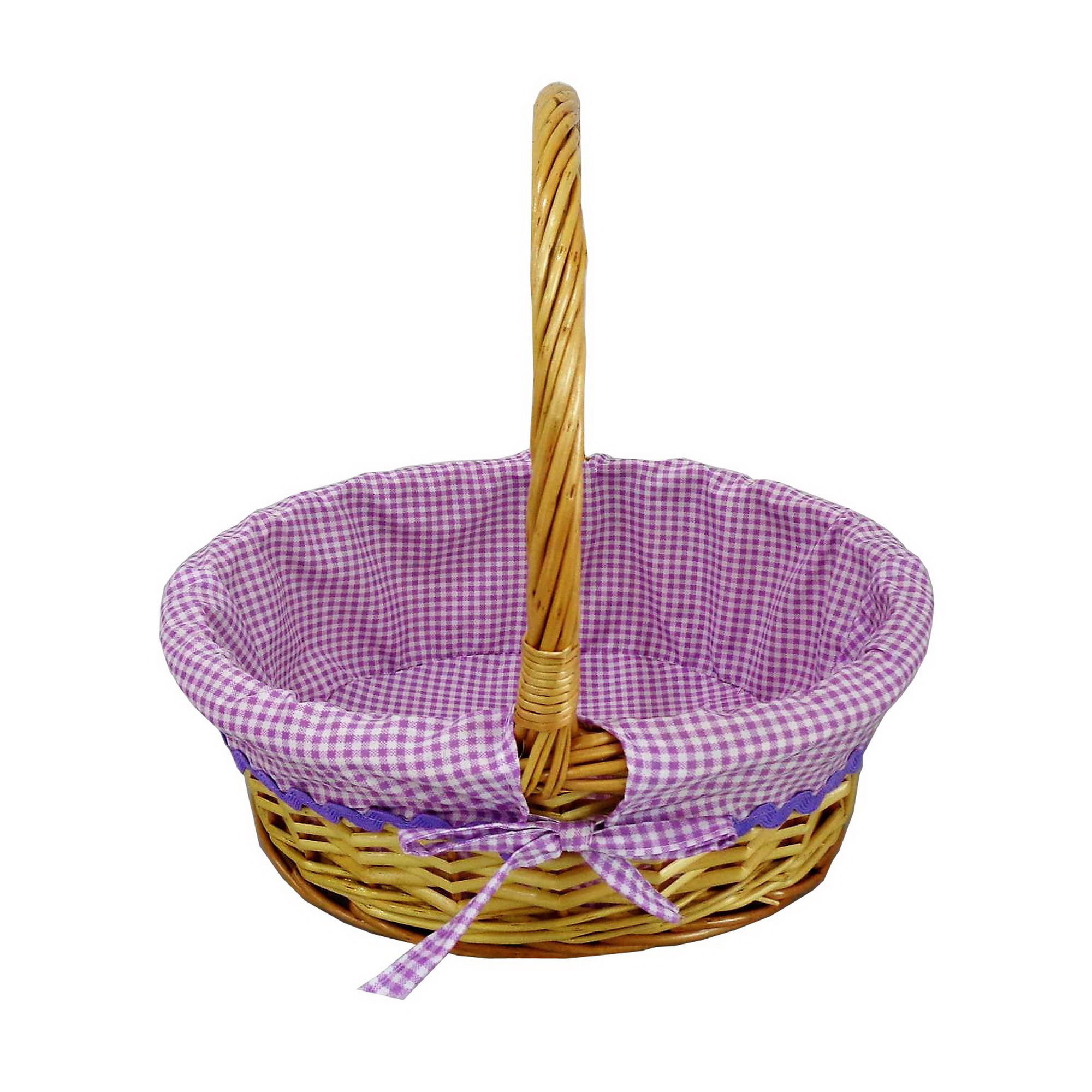Easter Jubilee Oval Natural Willow Basket - Purple Plaid Gingham Liner