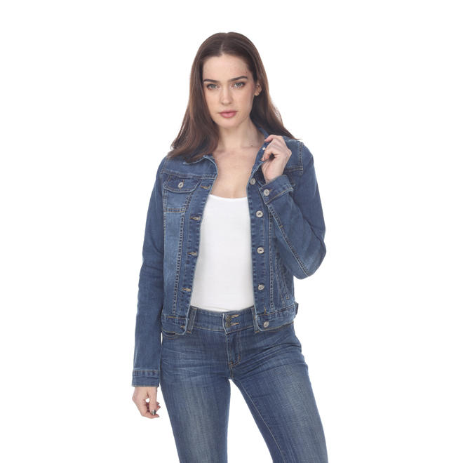 white mark denim jacket