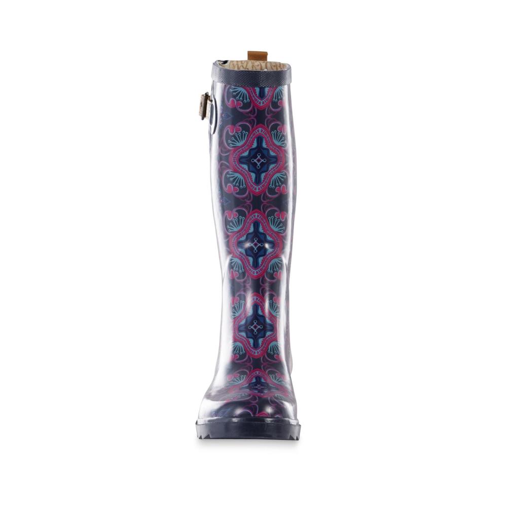 Chooka Women's Magic Carpet Navy/Paisley Calf-High Rain Boot