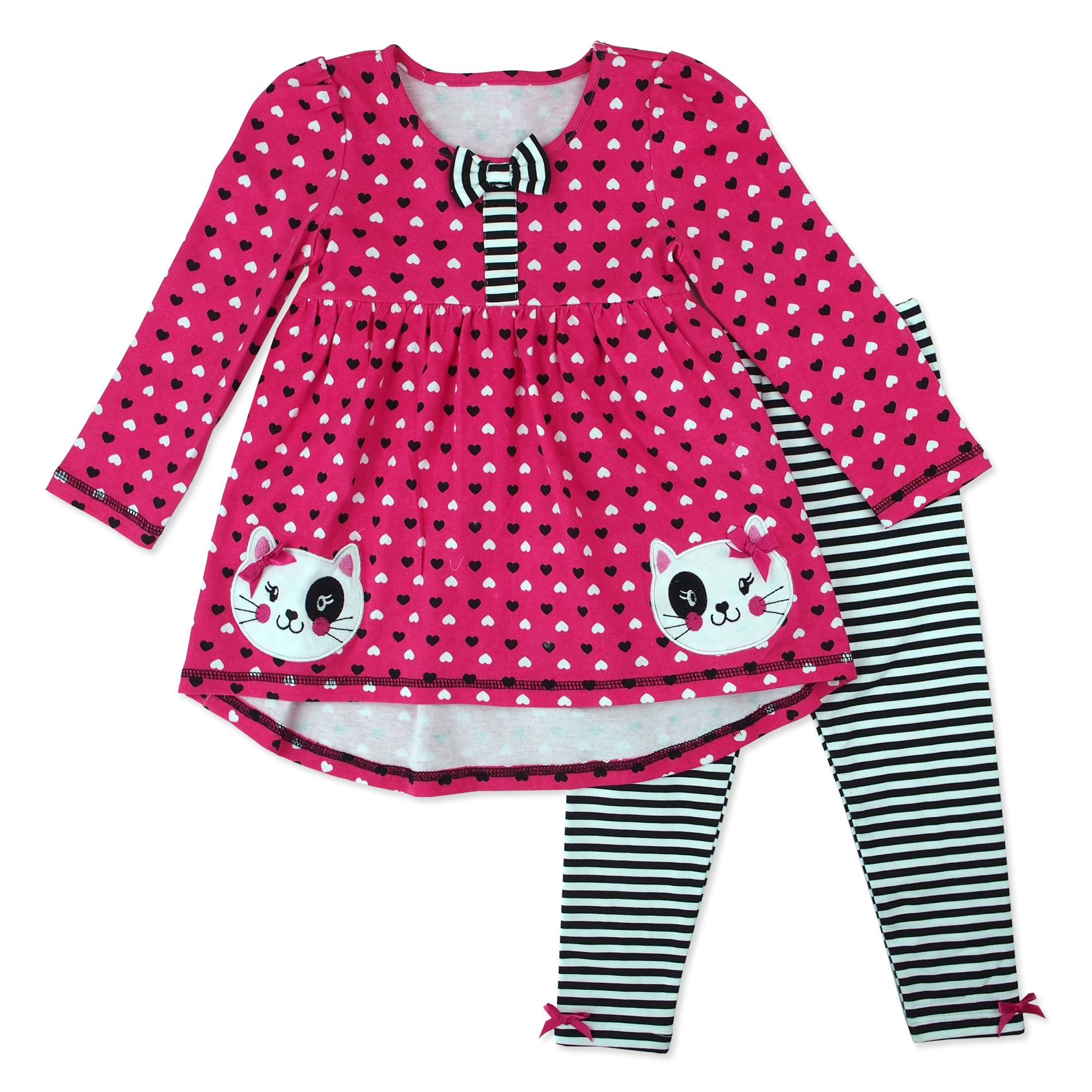 Young Hearts Infant & Toddler Girl's Top & Leggings - Hearts & Striped