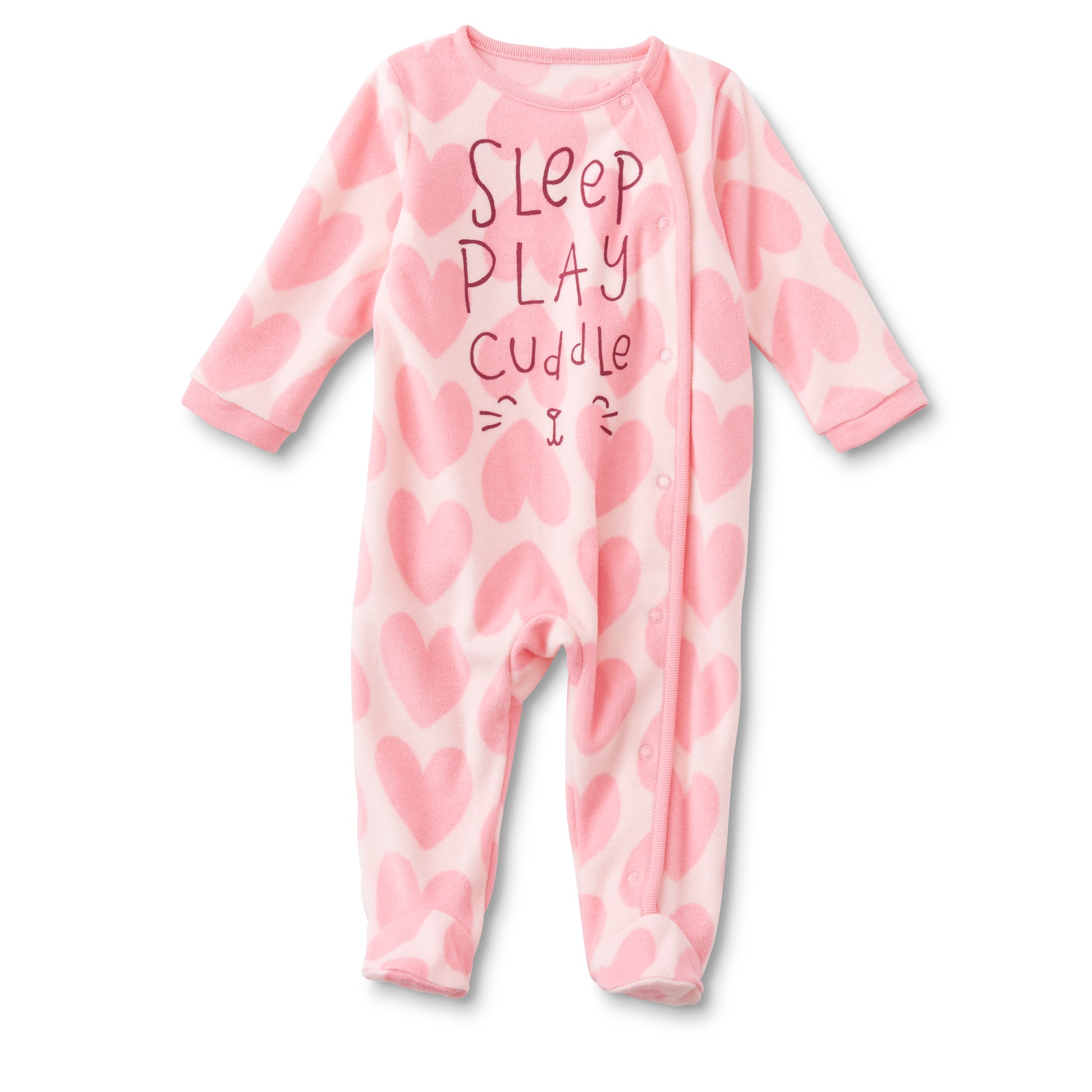 Little Wonders Newborn Girl's Fleece Sleeper Pajamas - Hearts