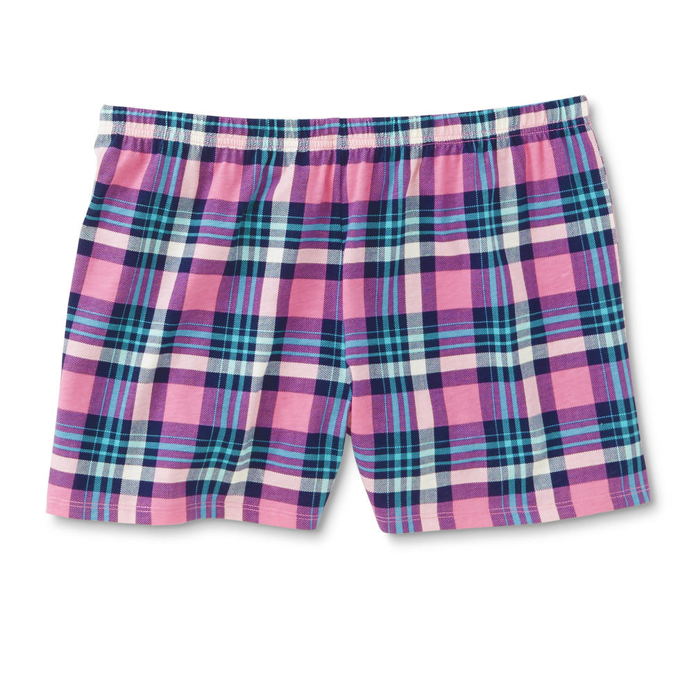 Pink K Women's Pajama Shirt & Shorts - Plaid
