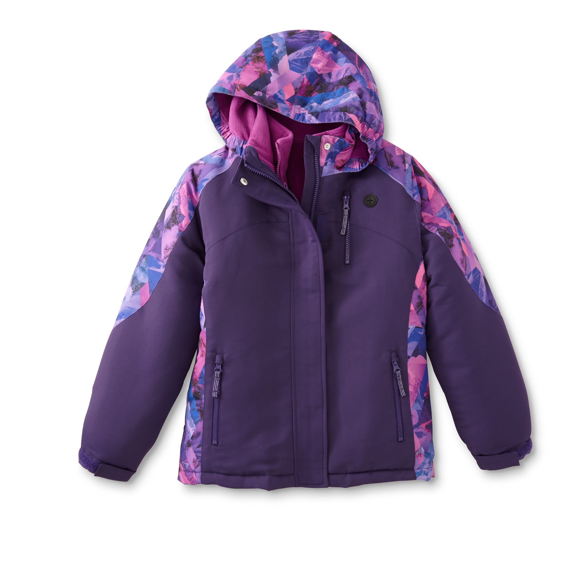ROEBUCK & CO R1893 Girl's Hooded Winter Coat - Geometric