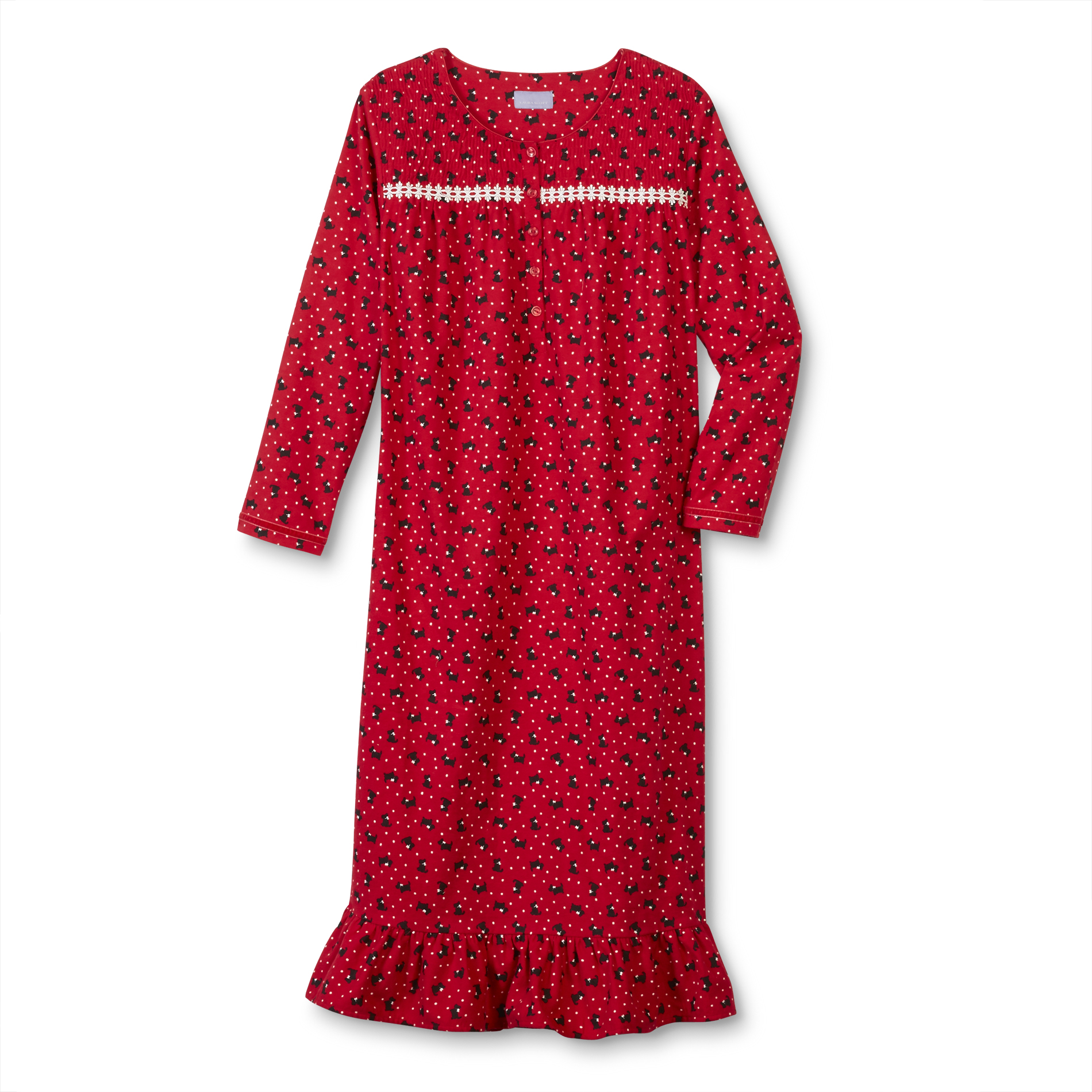 Laura Scott Women's Flannel Nightgown - Scottie Dog