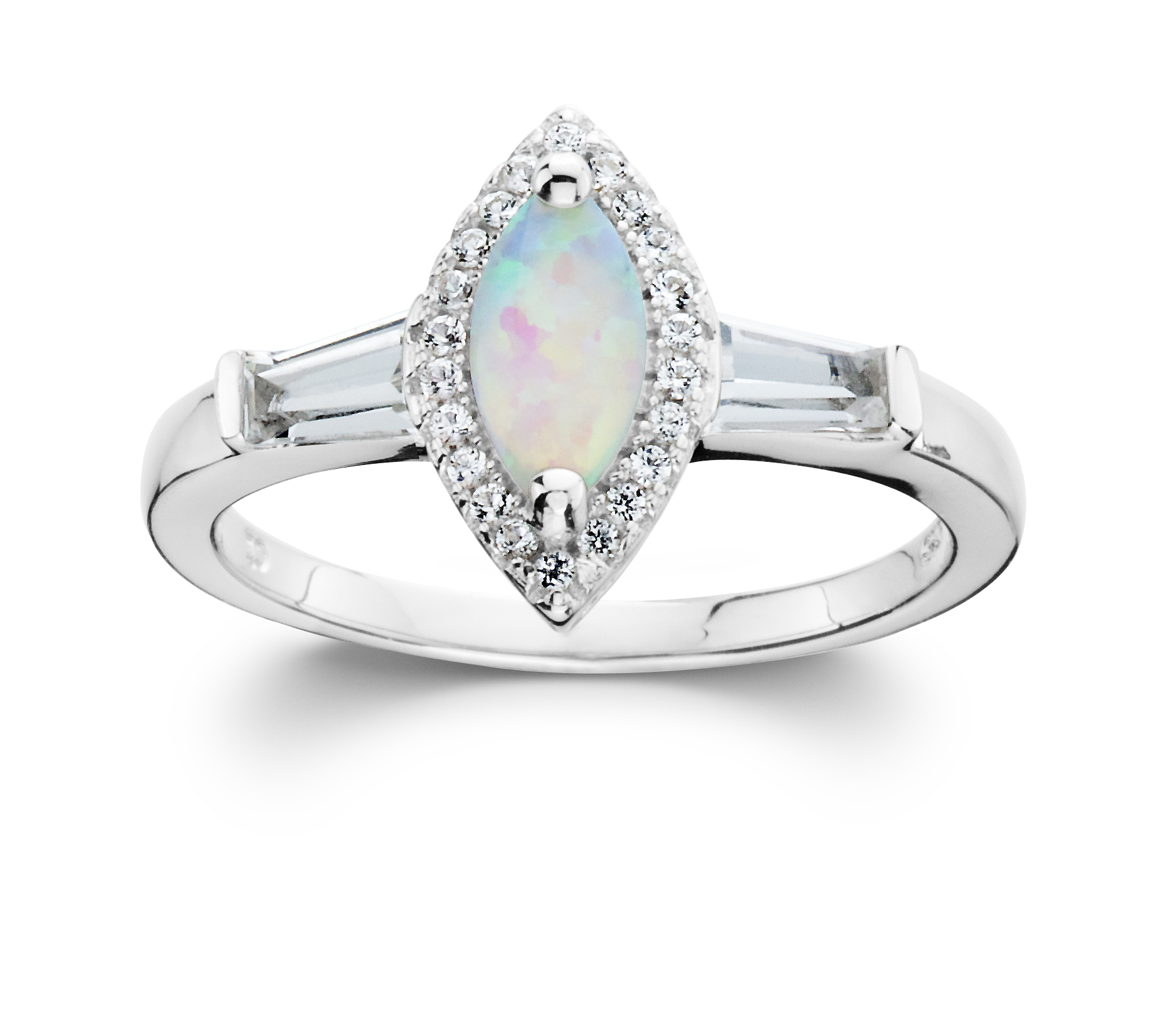 Sterling Silver Lab Created Opal Marquise Ring