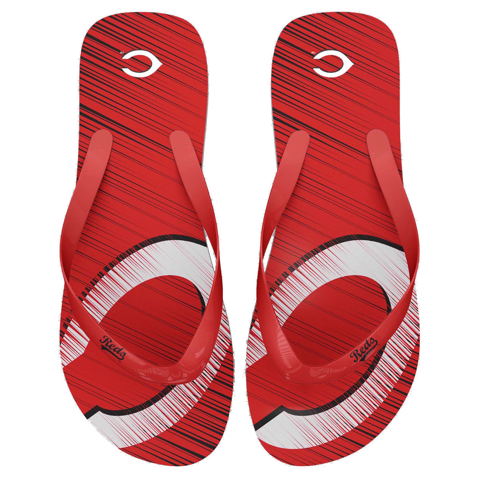 MLB Unisex Diagonal Stripe Flip-Flops - Cincinnati Reds