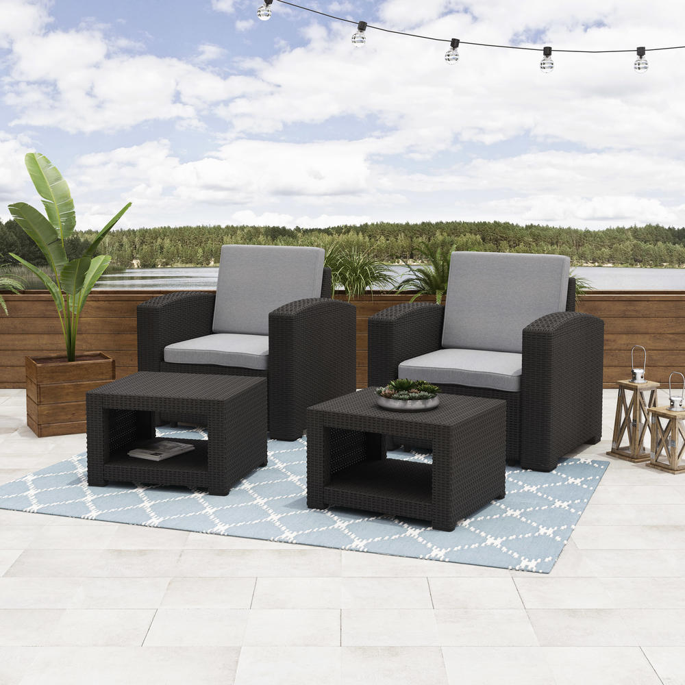 CorLiving  Adelaide 4pc All-Weather Chair and Ottoman Patio Set