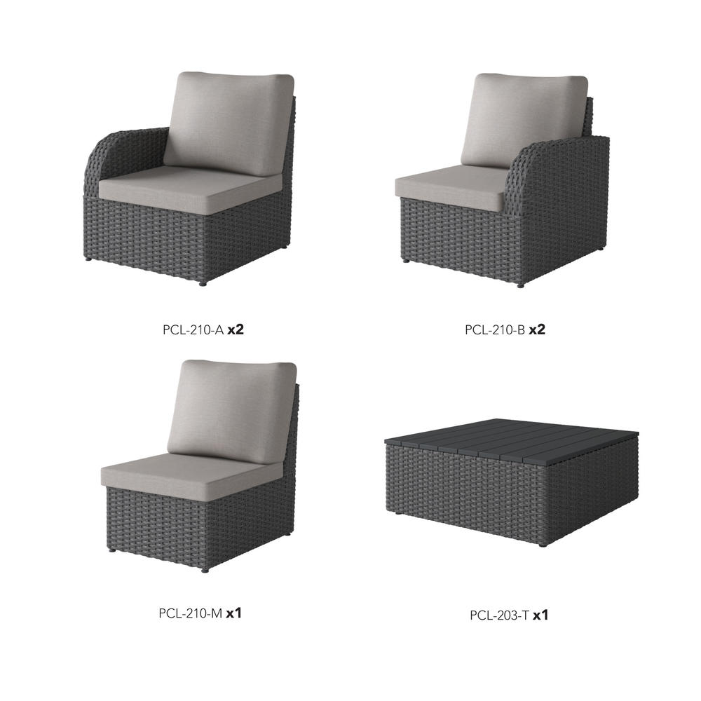 CorLiving  Brisbane 6pc Weather Resistant Sofa Set, Charcoal Grey Frame