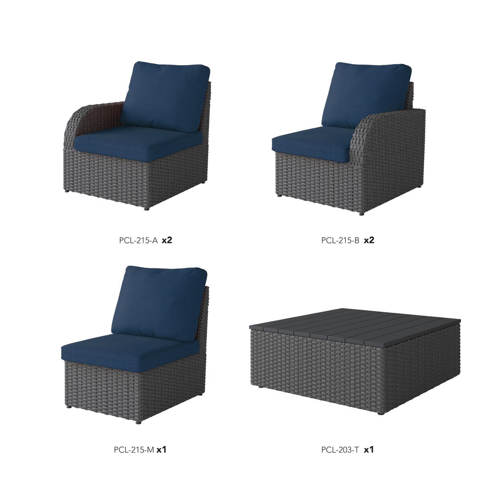 CorLiving  Brisbane 6pc Weather Resistant Sofa Set, Charcoal Grey Frame