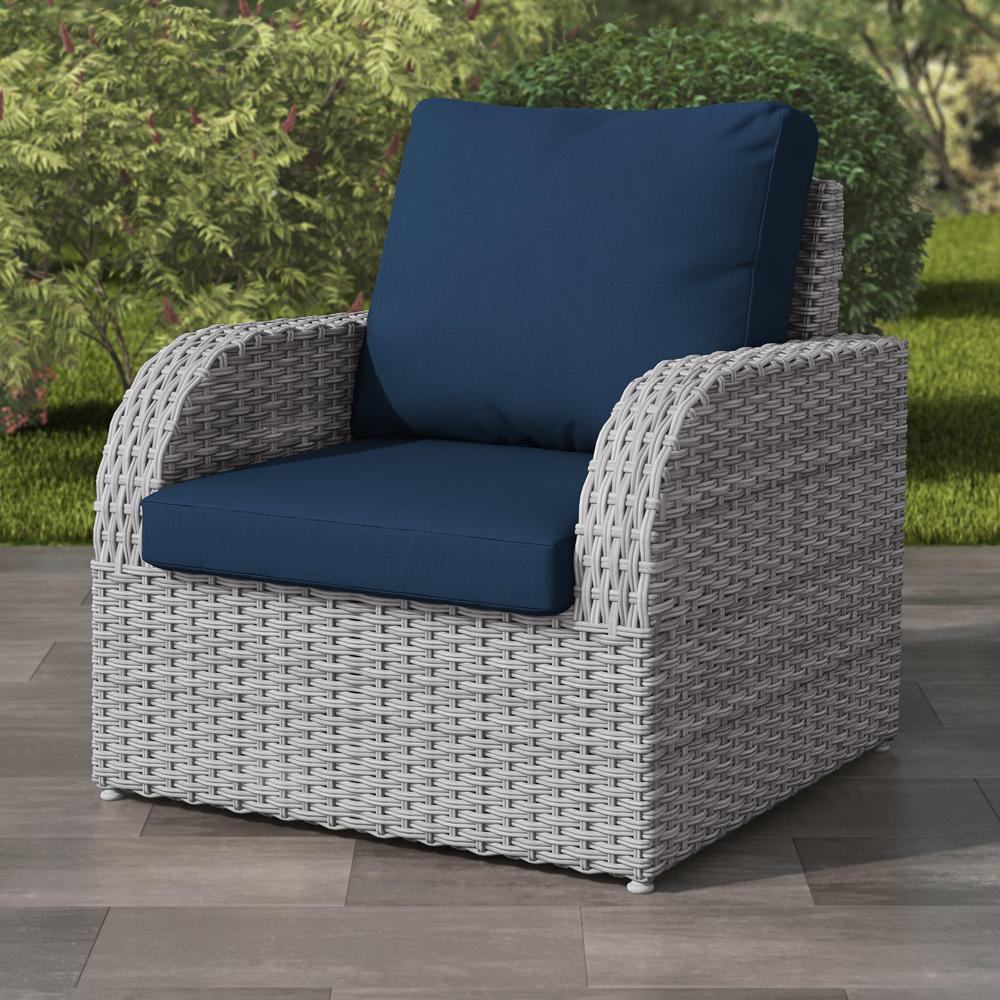 CorLiving  Brisbane Weather Resistant Wicker Patio Chair, Blended Grey Frame