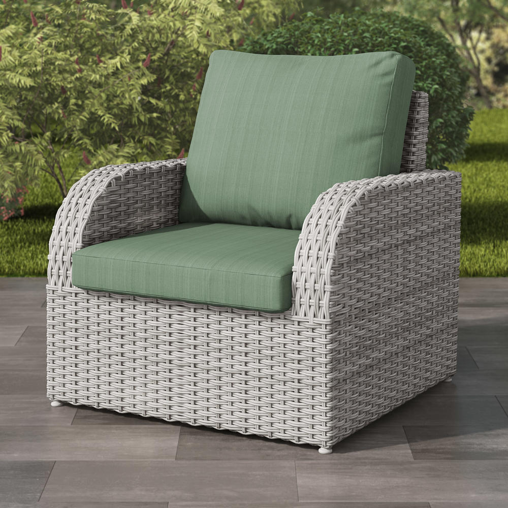CorLiving  Brisbane Weather Resistant Wicker Patio Chair, Blended Grey Frame