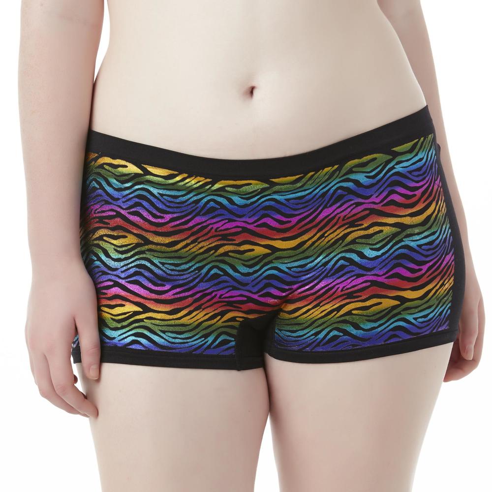 Joe Boxer Women's Plus 2-Pairs Boy Short Panties - Rainbow Zebra