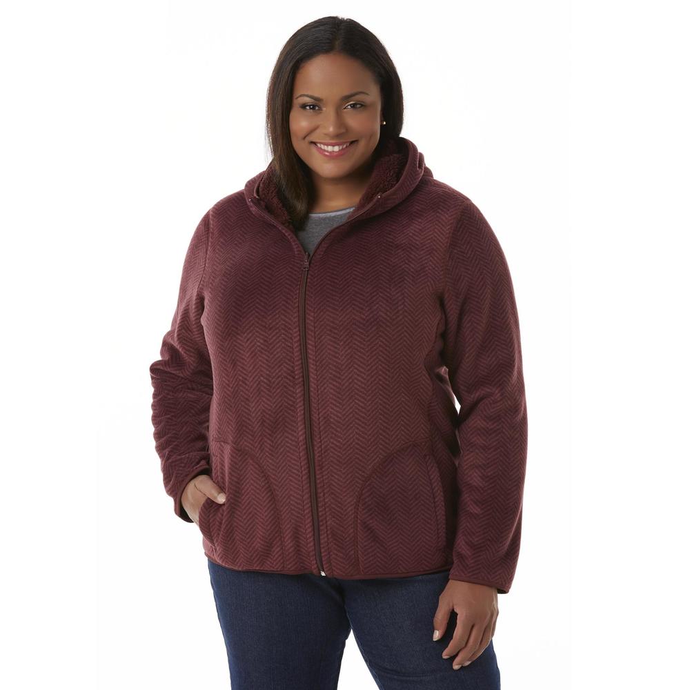 Laura Scott Women's Plus Reversible Hoodie Jacket - Chevron