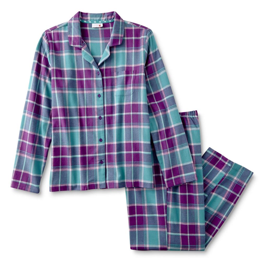 Pink K Women's Plus Flannel Pajama Shirt & Pants - Plaid