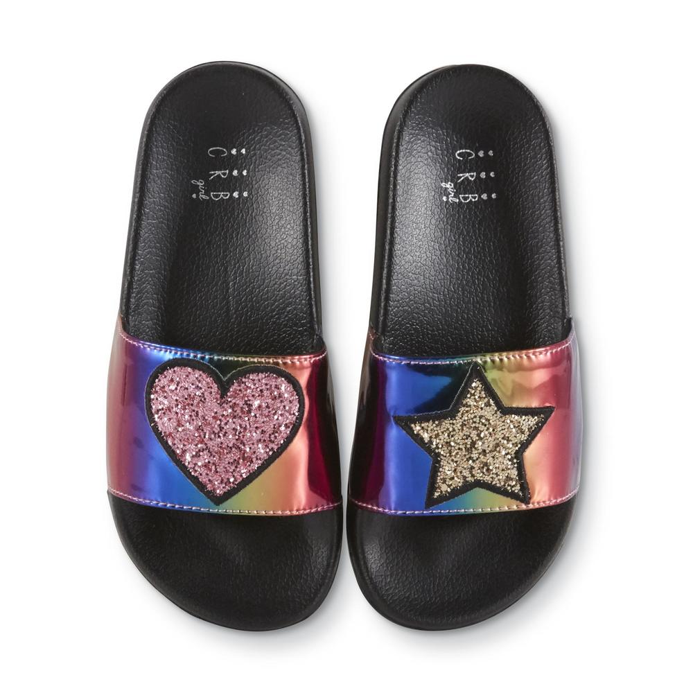 CRB Girls' Lovestar Slide Sandal - Black/Rainbow