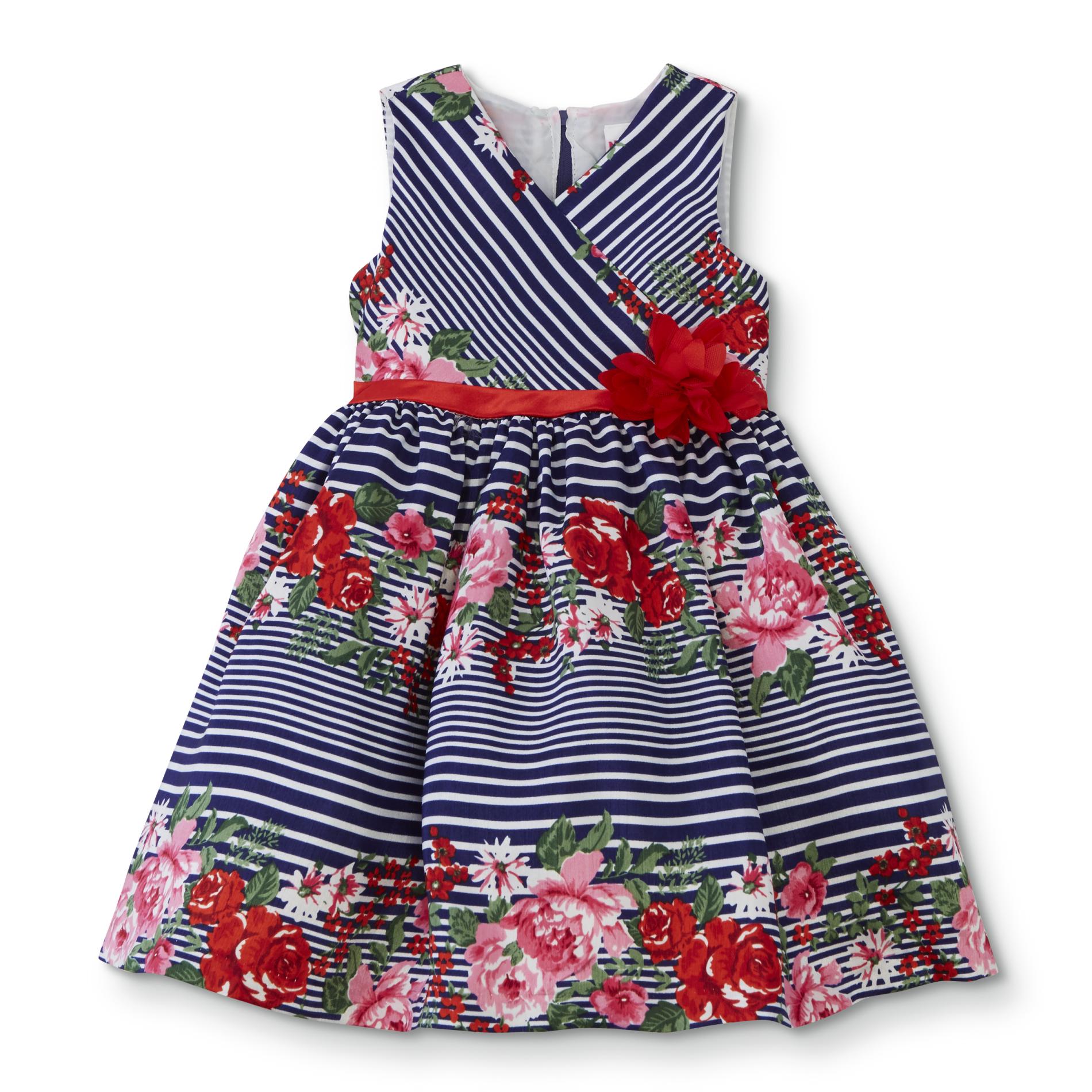 Nanette Toddler Girl's Occasion Dress - Striped & Floral, Size: 2T, Blue Nanette Toddler Girl's Occasion Dress - Striped & Floral, Size: 2T, Blue