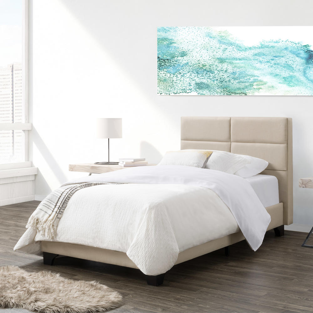 CorLiving  Twin/Single Wide-Rectangle Panel Upholstered Bed and Frame