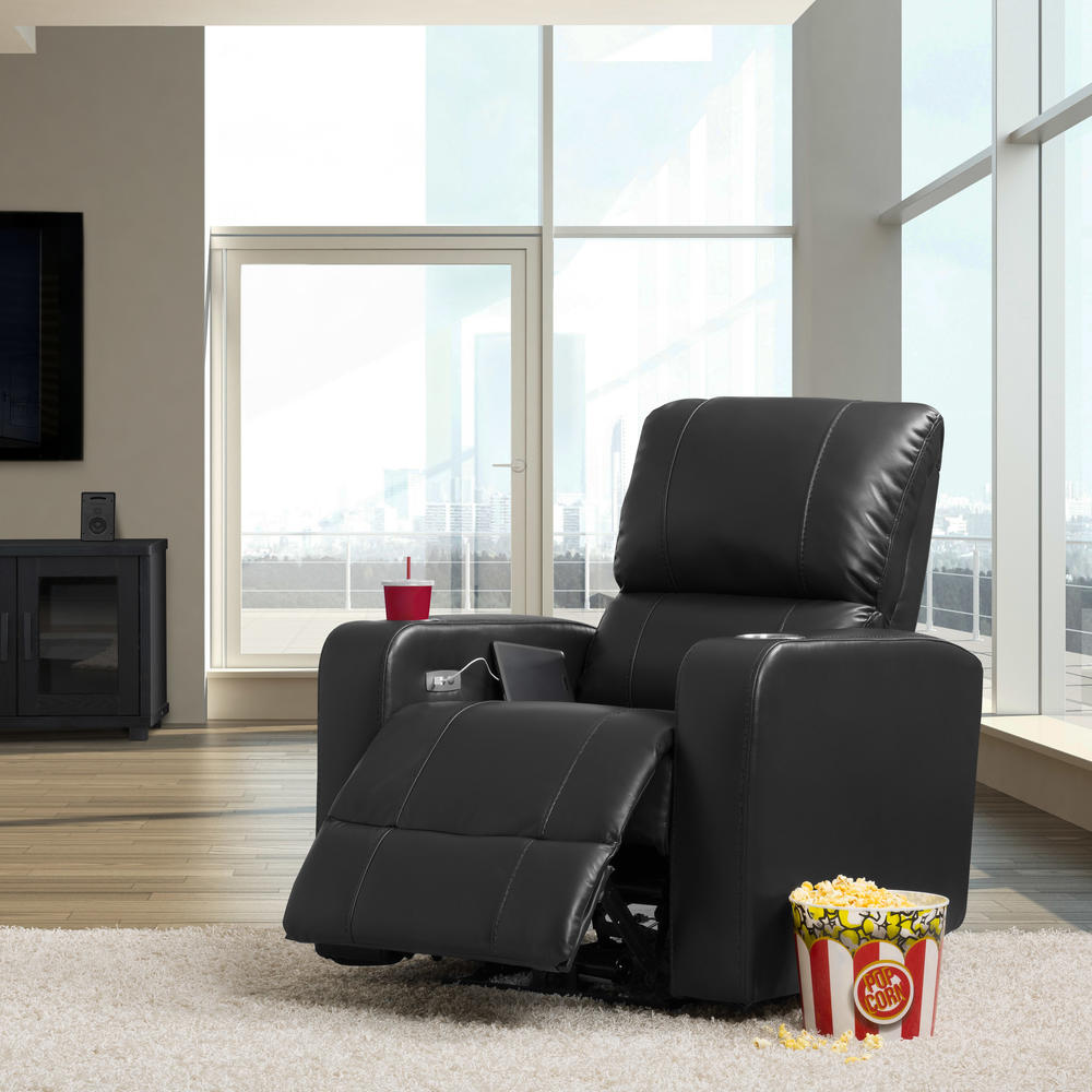 CorLiving  Home Theater Single Power Recliner with Stainless Steel Cup Holders