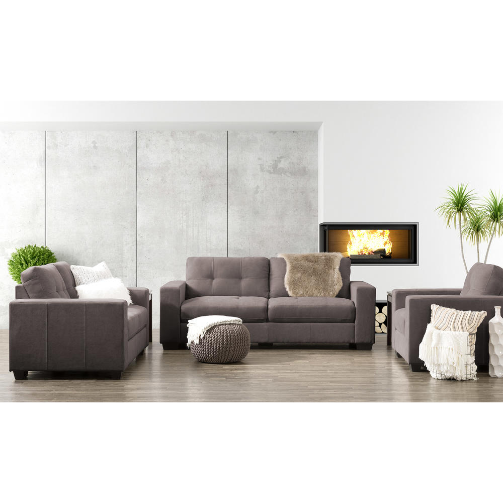 CorLiving 3pc Tufted Seat and Backrest Chenille Fabric Sofa Set