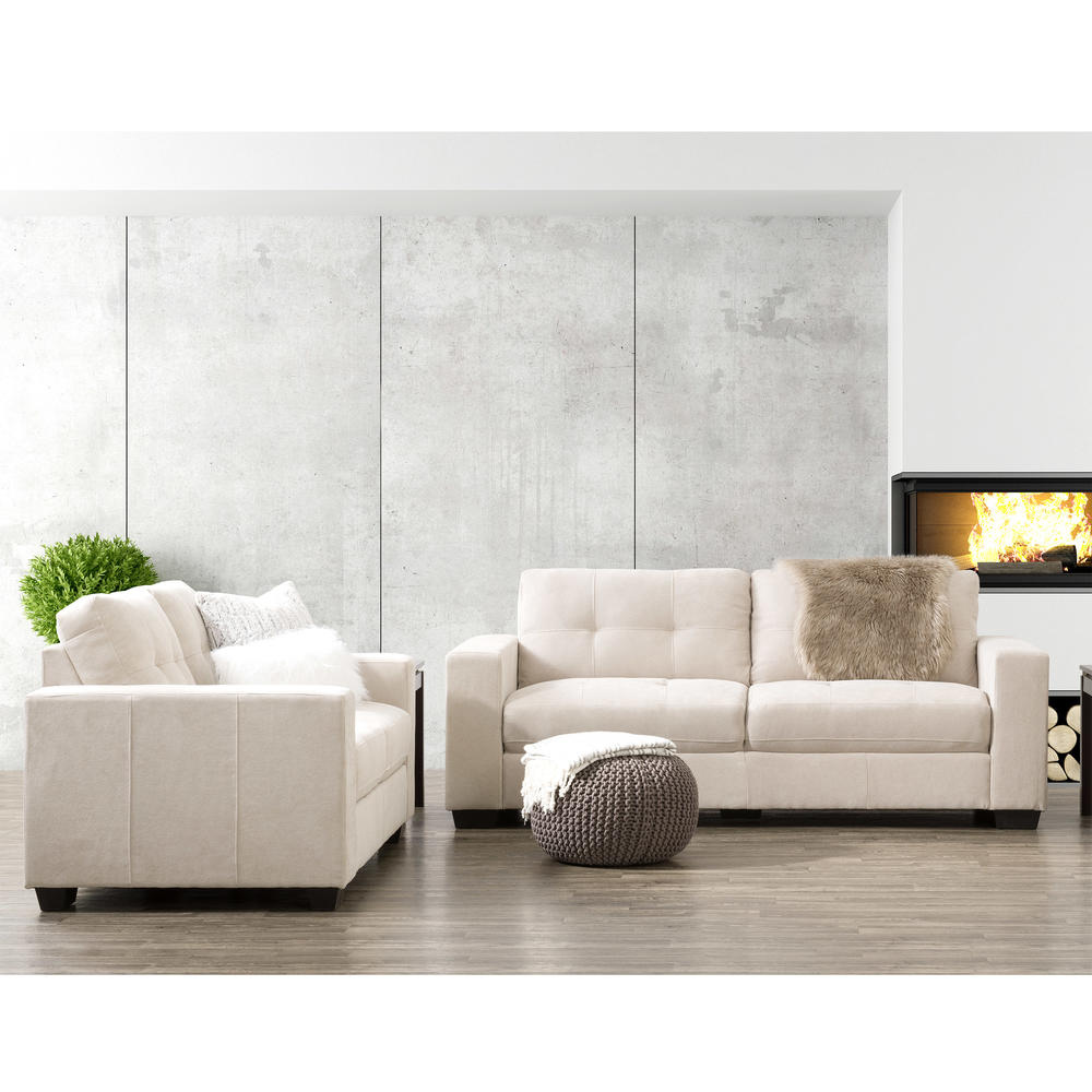 CorLiving 2pc Tufted Seat and Backrest Chenille Fabric Sofa Set