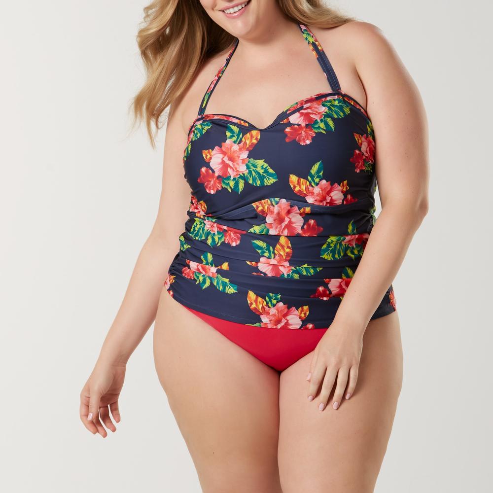 Jaclyn Smith Women's Plus Tankini Swim Top - Floral