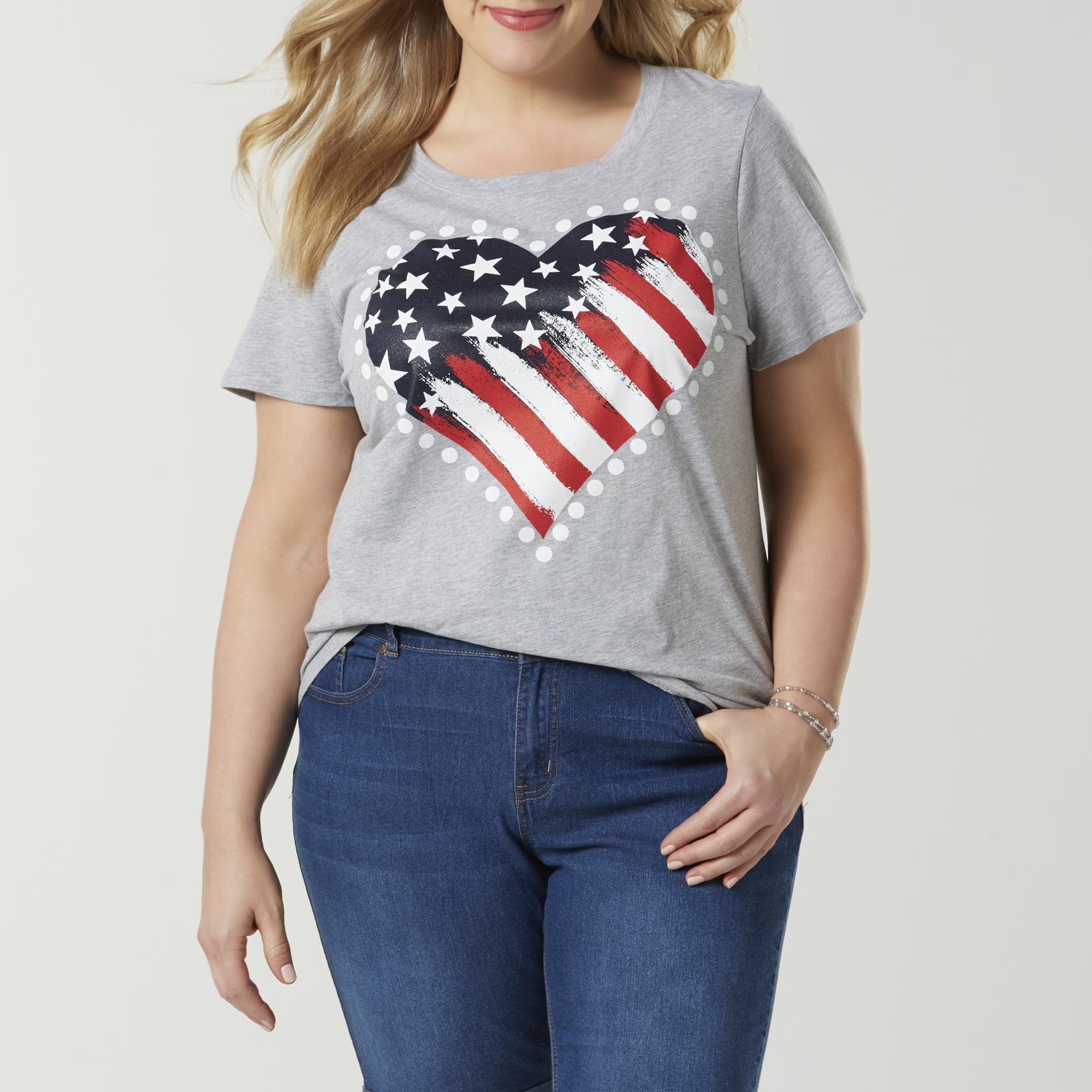 Laura Scott Women's Plus Graphic T-Shirt - American Flag Heart