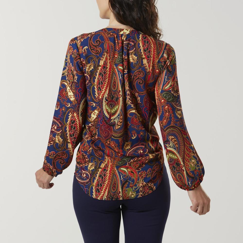 Jaclyn Smith Women's Beth Blouse - Floral/Paisley