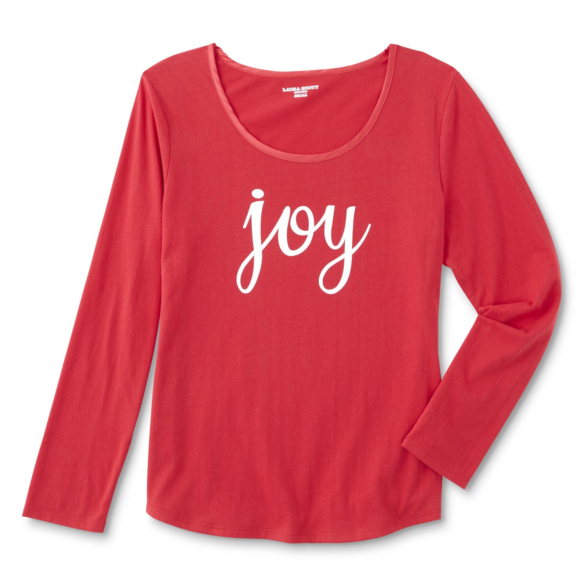 Laura Scott Women's Plus Holiday Pajama Shirt - Joy