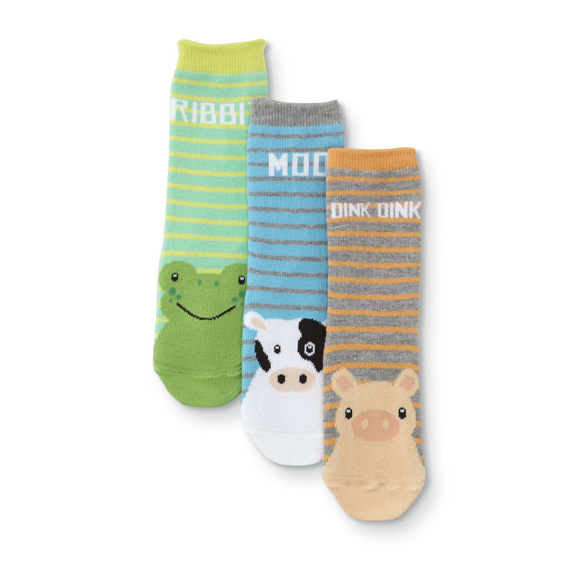 Toddler Boys' 3-Pairs Crew Socks - Animals