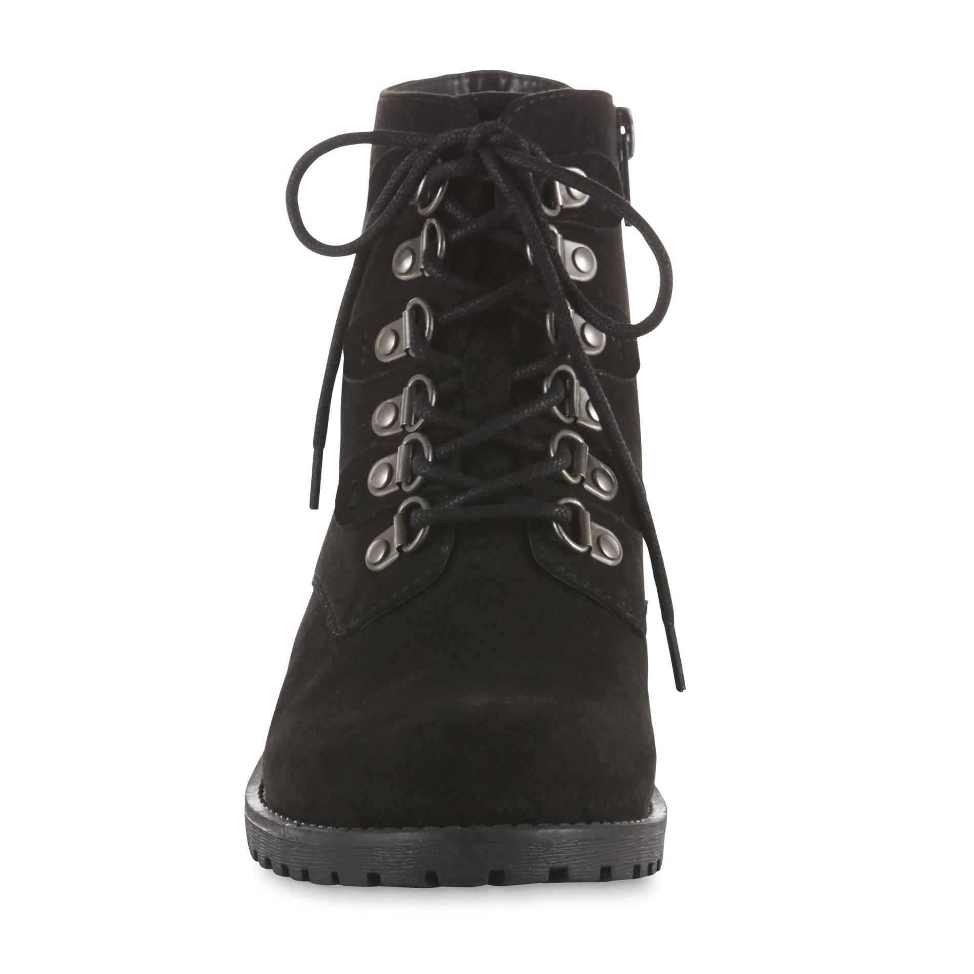 women's lace up ankle boots black