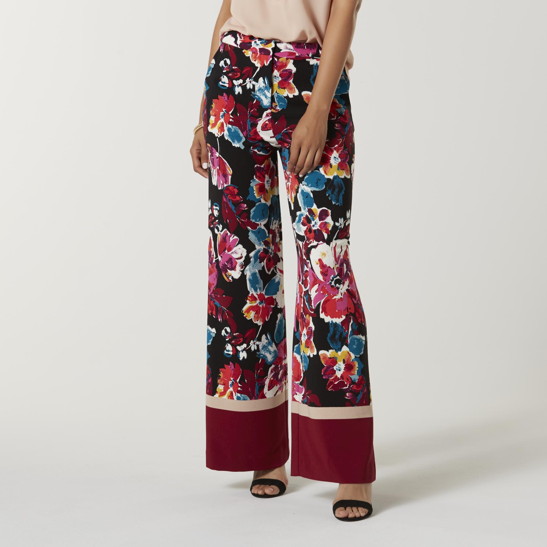 Simply Styled Women's Wide Leg Pants - Floral