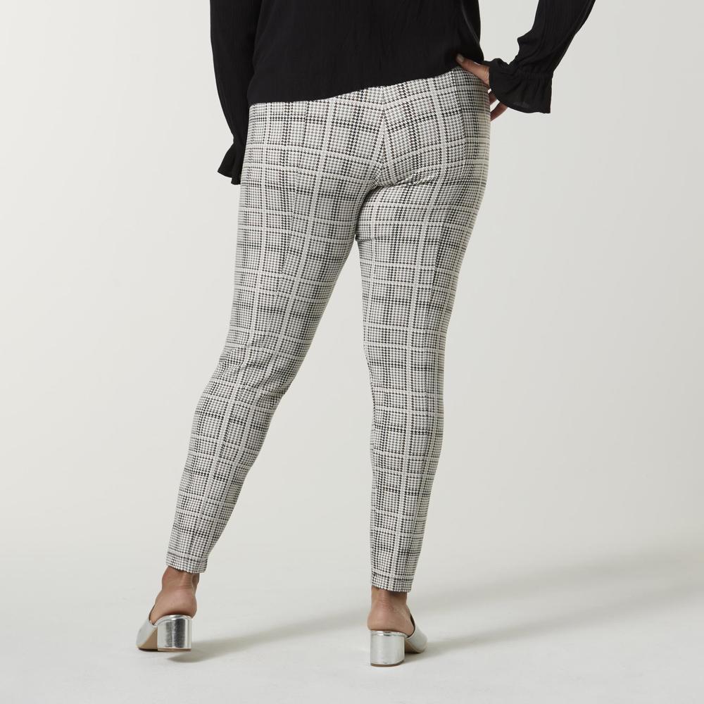 Simply Emma Women's Plus Ponte Pants - Houndstooth Check