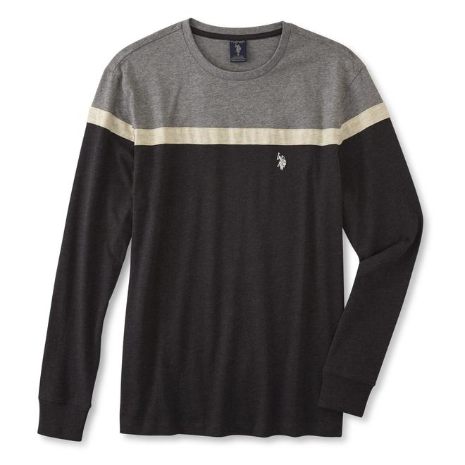 Long Sleeve Striped Polo - Asst'd Colors