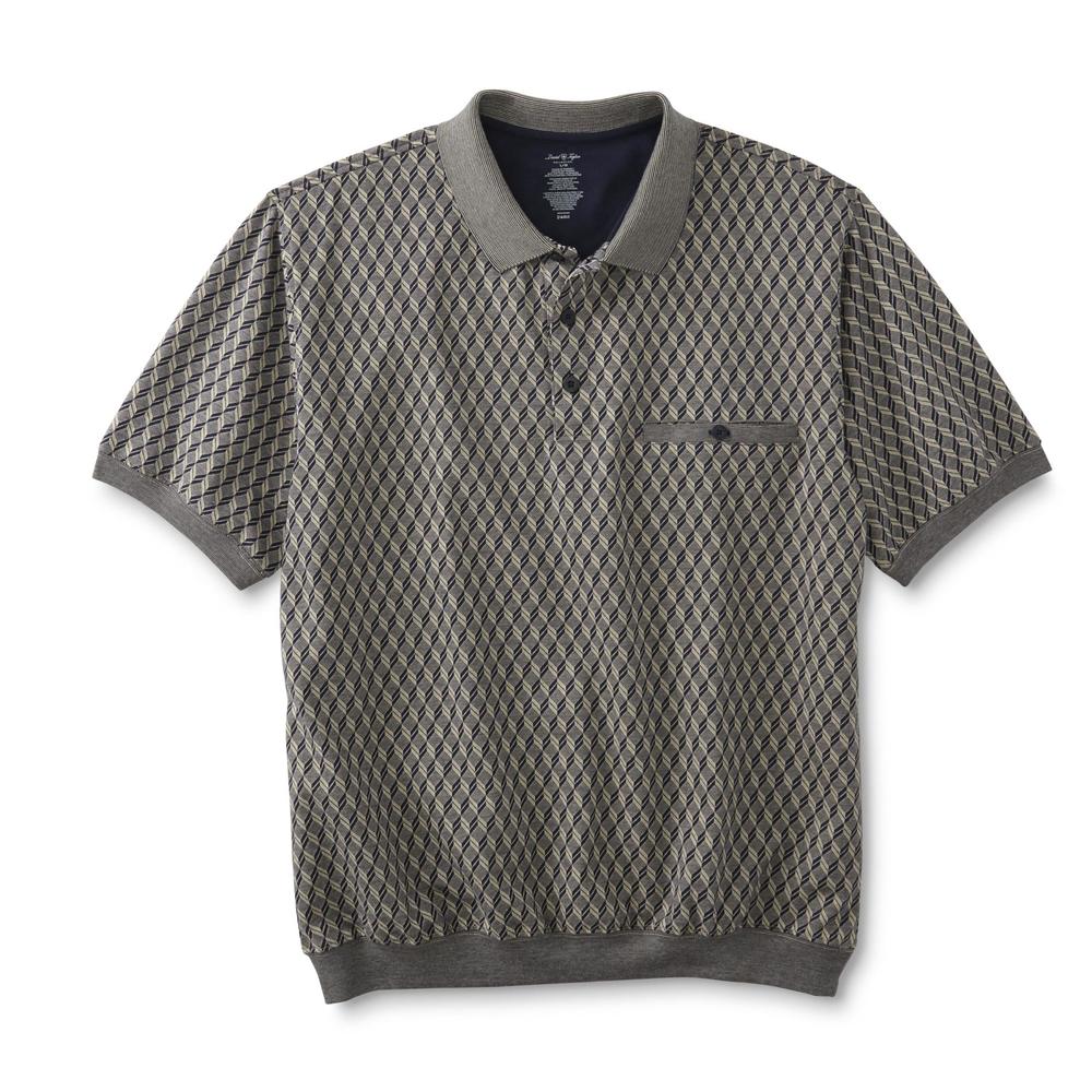 David Taylor Collection Men's Jacquard Knit Polo Shirt - Geometric