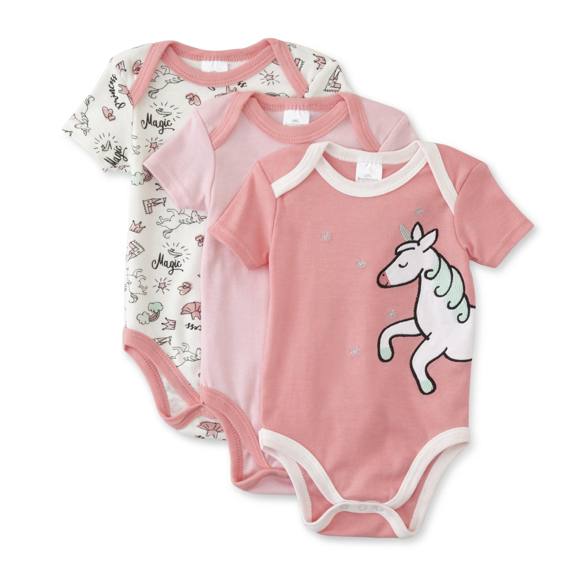 Cudlie Infant Girls' 3-Pack Bodysuits - Unicorn