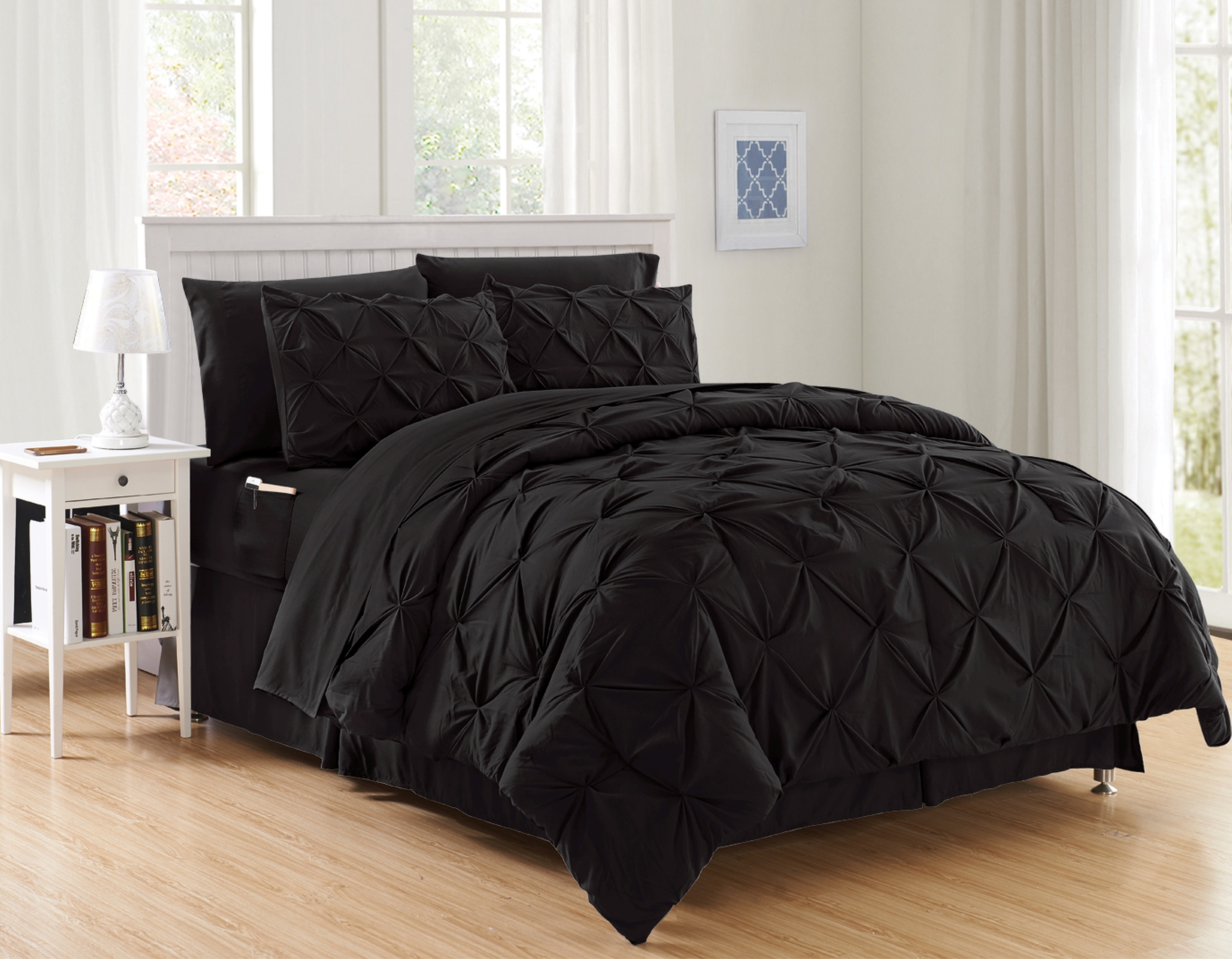 Elegant Comfort 8-Piece Wrinkle Resistant - Pintuck Bed-in-a-Bag Comforter Set