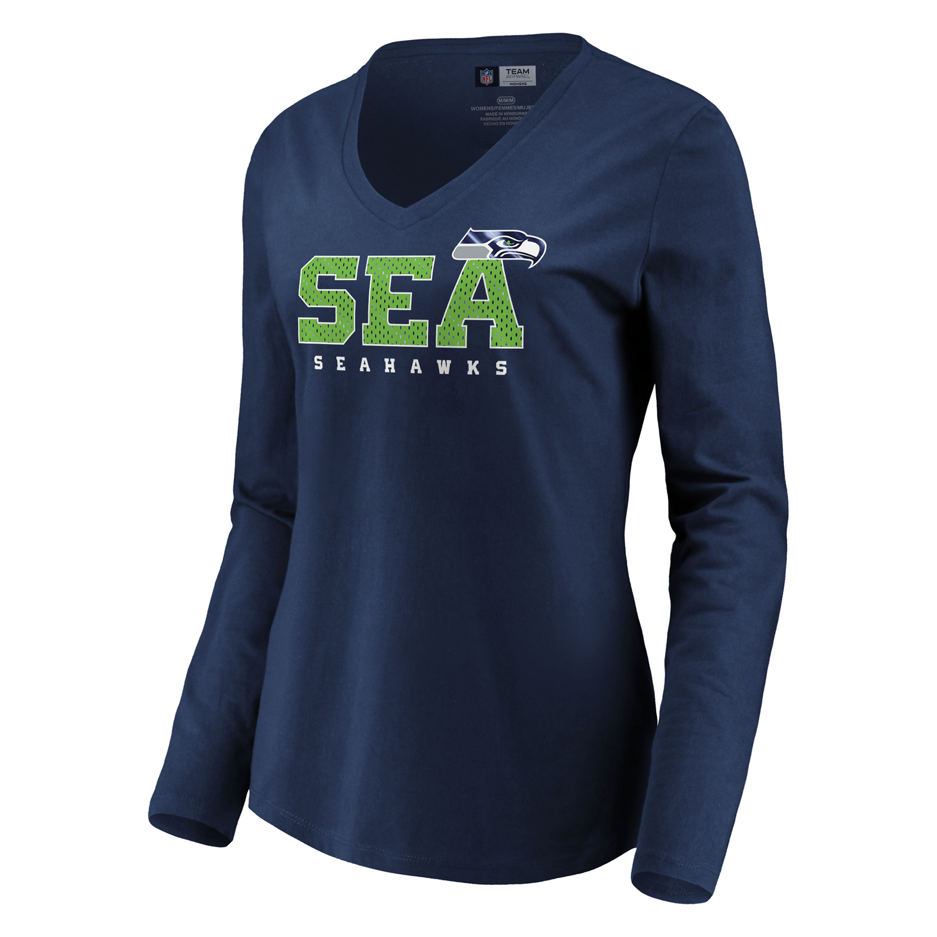 NFL Women&#8217;s Long Sleeve V-Neck T-Shirt &#8211; Seattle Seahawks