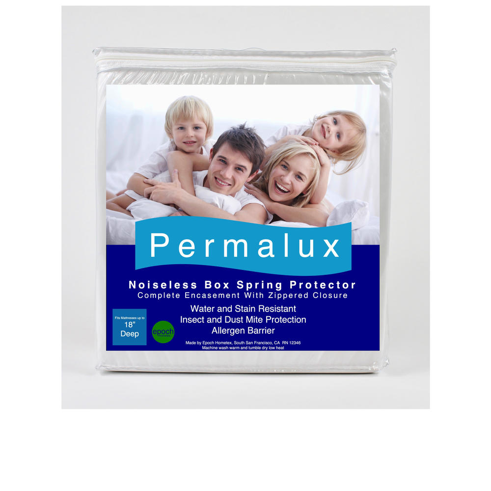 Permalux Waterproof Box Spring Protector Antimicrobial, Anti Bed Bug, Dust Mite, Anti Odor