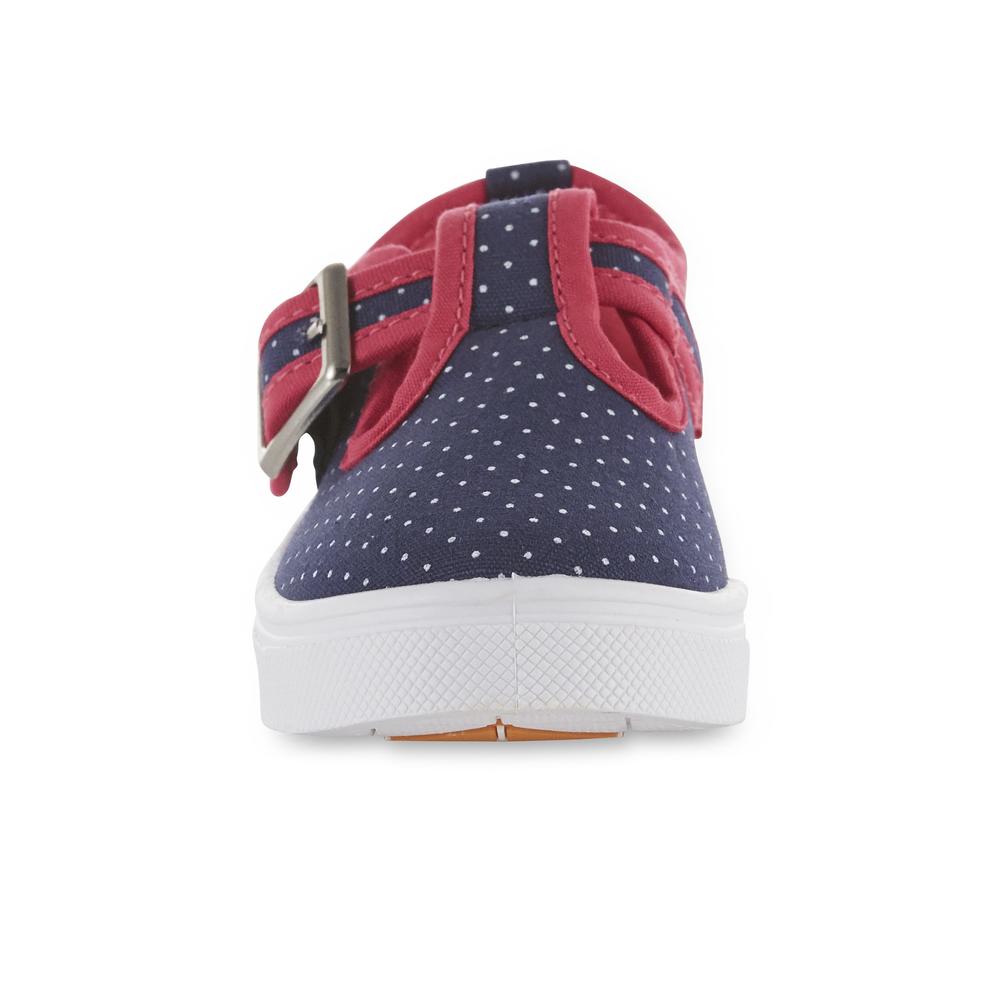 Oomphies Toddler Girls' Olivia Sneaker - Navy/Pink/Dots