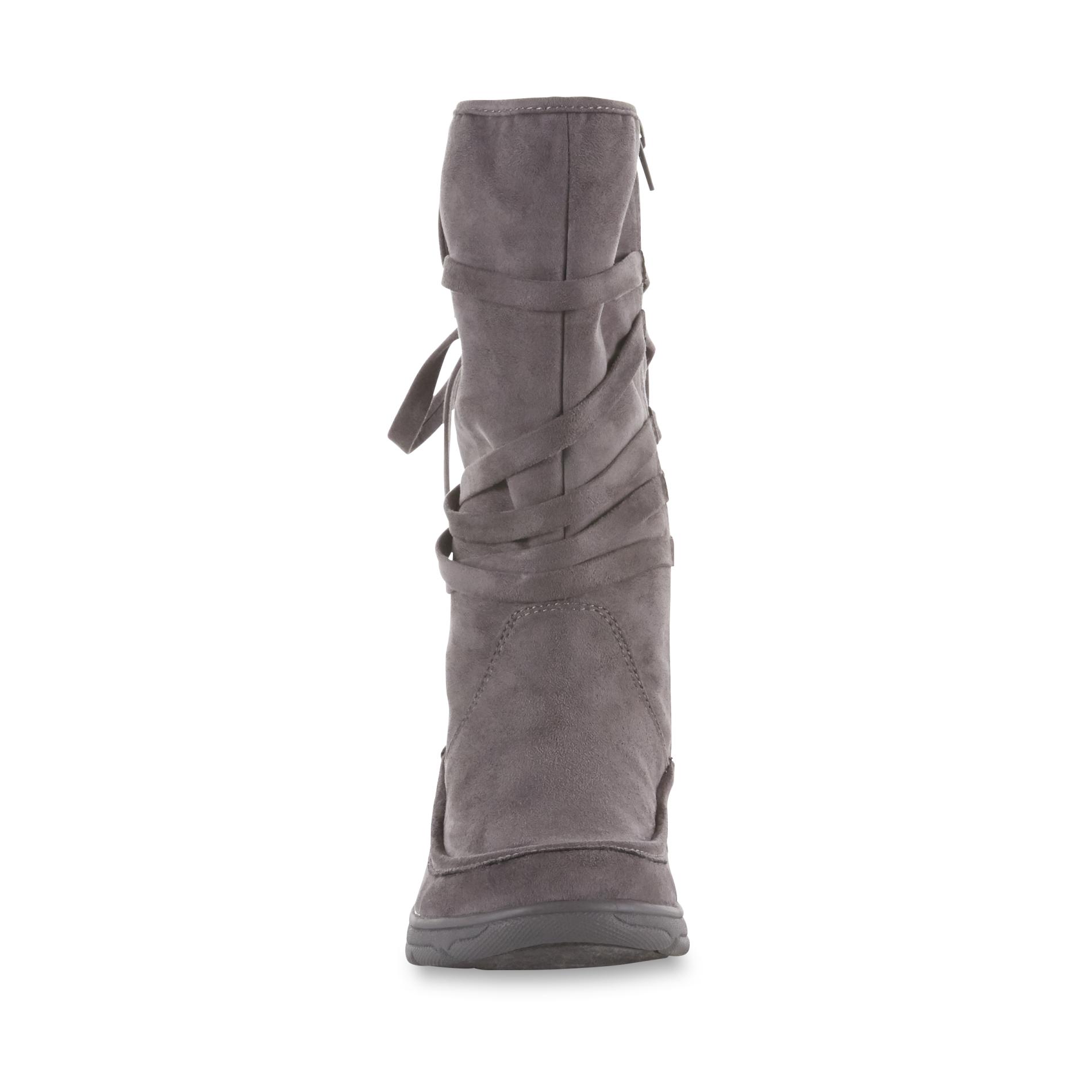 gray moccasin boots