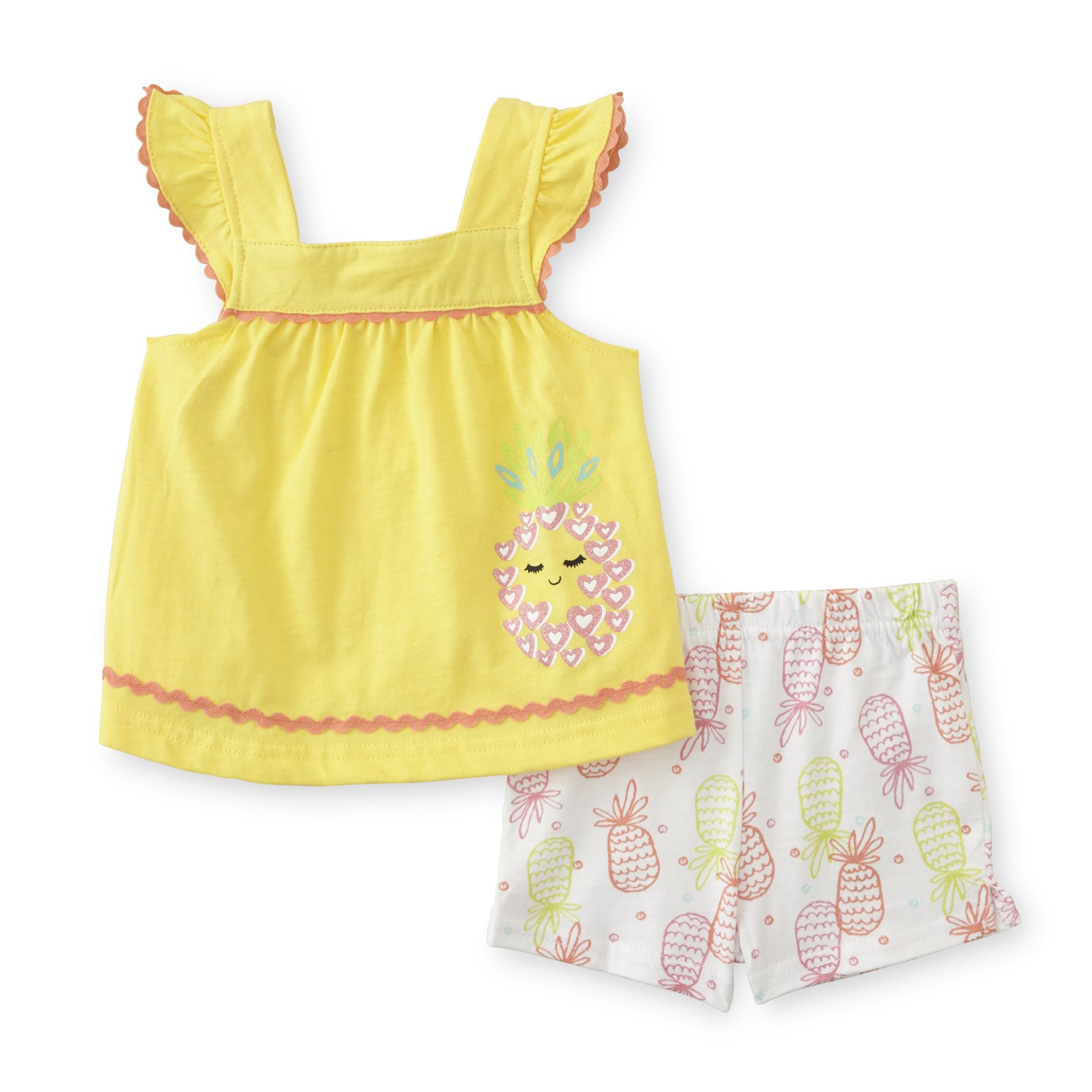 Baby Essentials Infant Girls' Shirt & Shorts - Pineapples