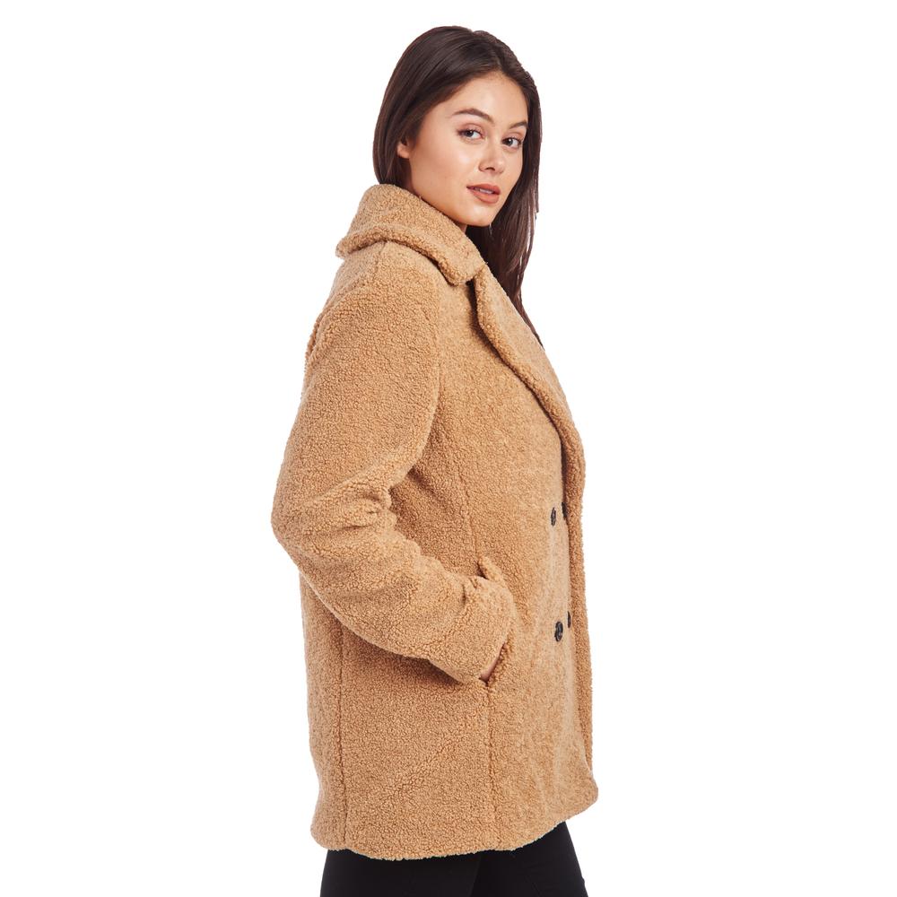 Kendall & Kylie Women's Double Breasted Teddy Coat