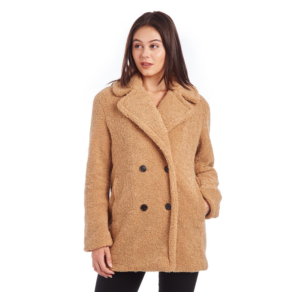 Kendall & Kylie Women's Double Breasted Teddy Coat